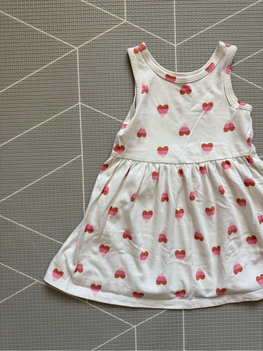 Cat & Jack|Baby Girls/toddler off White Tank Dress w boho Pink Heart Printโขโขโข2T - Picture 7 of 8